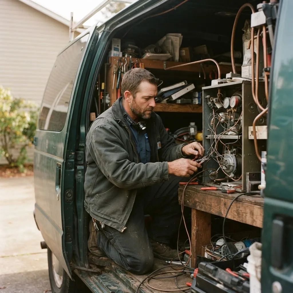 A field service professional arriving at a local customer job